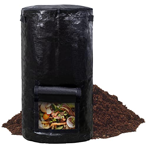 MyLifeUNIT Compost Bins Outdoor, Composting Bin for Outside Garden, Reusable Garden Yard Waste Bag, 34 Gallon (1 Pack, Black)