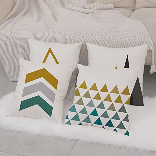 Ezving Modern Simple Geometric Style Soft Linen Burlap Square Decor Throw Pillow Covers, 20 X 20 Inches, Pack Of 4 (Yellow) #TOP5