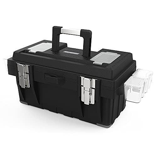 GANCHUN 16-Inch Plastic Tool Box with Spare Parts Boxes,Removable Partitions and Multiple Compartments Toolbox for Home Tool Storage