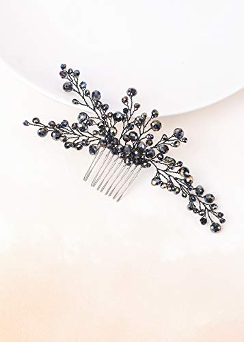 Anglacesmade Bridal Black Hair Comb Crystal Hair Crown Black Beaded Prom Party Festival Wedding Hair Accessories For Women And Girls #TOP5