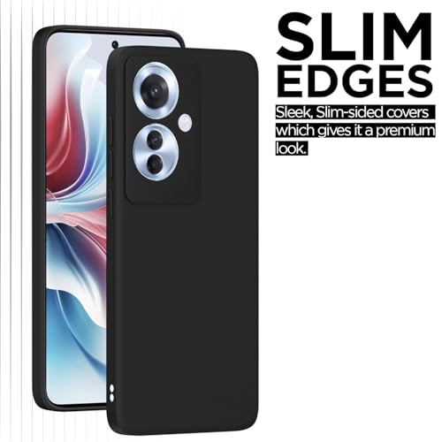 Image of Outlouders Back Cover for Oppo F25 Pro 5G | Camera Protection | Durable Soft Matte Silicone Bumper Case (Black)