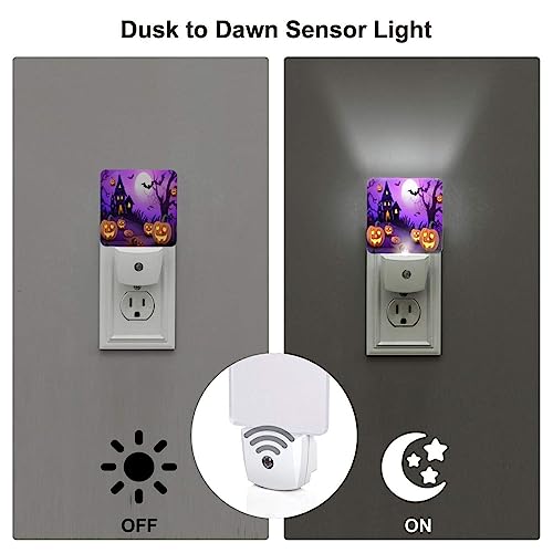 Image of Halloween Pumpkin LED Plug-in Night Light 2-Pack, Auto Sensor Nightlights Set of 2 for Bedroom Bathroom