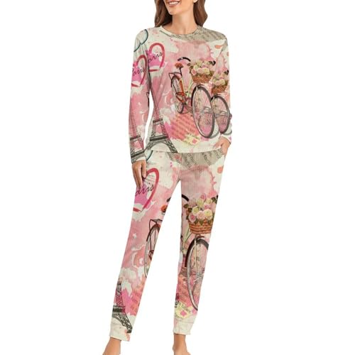 Ensemble de Pyjama Femme Bicyclettes Rétro Idéal pour Vos Soirées Cocooning