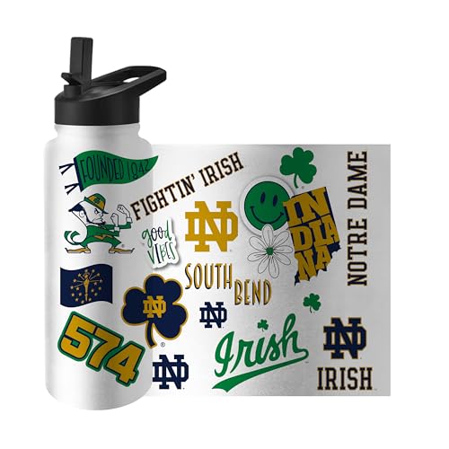 Image of Logo Brands NCAA Native 34 oz Quencher Water Bottle - | Local Icons Design | Double-Wall Insulated| Leak-Proof Lid & Built-In Straw