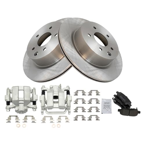 Image of TRQ Rear Brake Pad and Rotor Set Semi Metallic Rotors Calipers | For 2005-2007 Infiniti G35 2006-2009 M35 M45 Nissan 350Z
