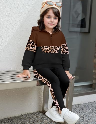 Toddler Girl Clothes Camo 2 Piece Little Girls Clothes Half Zip Up Hoodies Color Block Outfits Sweatshirt Pant Sets