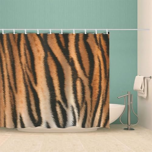 Rideau de douche tigre en tissu polyester jaune imperméable