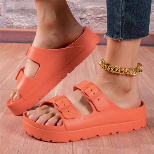 Image of L LOUBIT Women's Platform Sandals with Arch Support Pillow Soft Adjustable Buckle Slides Lightweight Non-Slip Summer Beach Shoes