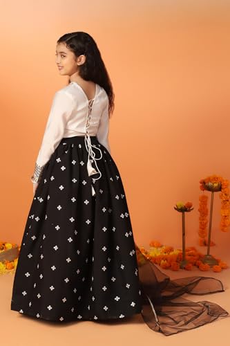 Image of Fashion Dream Girls Silk Blend Readymade Embroidered 3 Piece Lehenga Choli Set|Lehenga Choli,Ethnic Wear|Lehenga for Kids|Lehenga Set