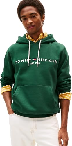 Tommy Hilfiger Herren Hoodie Tommy Logo mit Kapuze, Grün (Ornamental Green), XS – Ansicht 1