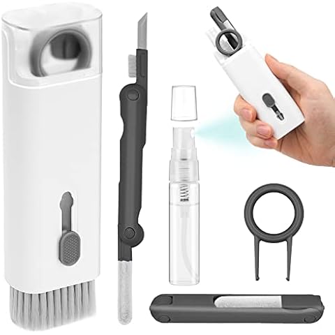 7 in 1 Airpod Keyboard Cleaner Kit with 5ML Screen Cleaner Spray,MMH Electronic MacBook Laptop Screen Earbud Cleaning Tool with Cleaning Pen Brush for iPod,Phone,Tablet,PC,Computer,Headphone Dark Gray Cover