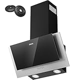 CIARRA CBCB6736C A++ Dunstabzugshaube 60 cm Umluft Kopffreie Schräghaube 350 m³/h 3 Stufen Dunstabzug CBCF002X2 Kohlefilter LED Beleuchtung Abluft Abzugshaube Schwarz