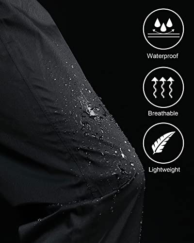 Icreek Men's Rain Pants Waterproof Breathable Windproof Lightweight Over Pants Work Rain Outdoor For Hiking, Golf, Fishing Golf, Black, Large/30 Inseam #TOP4