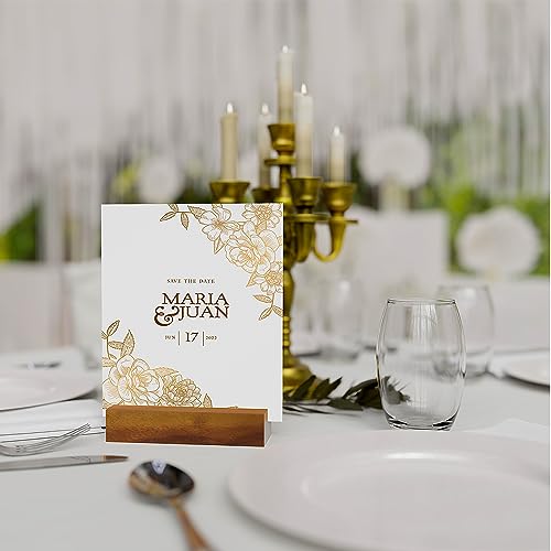 Tidita 20 pcs Acacia Wood Place Card Holder - Wooden Acrylic Sign Holder Table Decor - Picture Display Stands, Centerpieces Table Number Signs for Shop Cafe Holiday Decoration Wedding Party Events by Tidita - Image 4