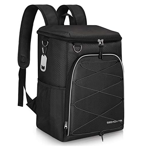 SEEHONOR Insulated Cooler Backpack Leakproof Soft Cooler Bag Lightweight Backpack Cooler for Lunch Picnic Fishing Hiking Camping Park Beach, 25 Cans