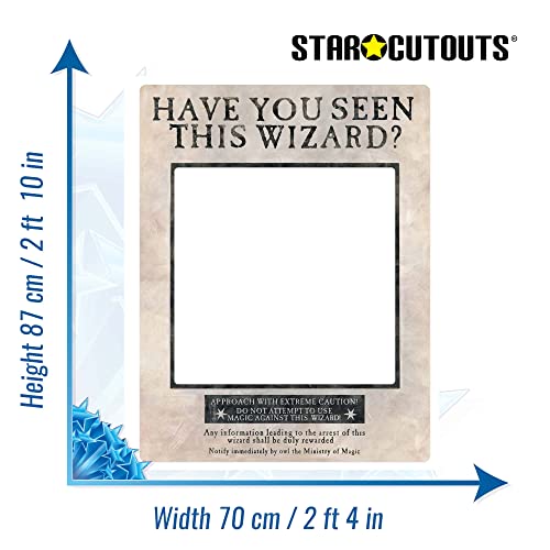 SC1475 Star Cutouts White Harry Potter Wanted Poster Selfie Frame with Props – Prisoner of Azkaban Photo Booth Display – 87cm x 70cm