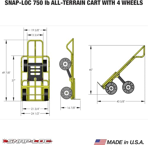Carretilla de mano 4 ruedas con capacidad 750 lb y ruedas de 10 pulgadas miniatura 3