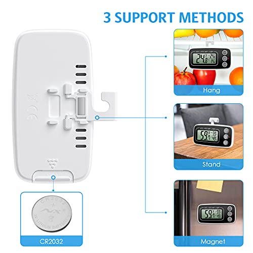 Amir Upgraded Refrigerator Thermometer, Digital Freezer Thermometer With Hook, Easy To Read Lcd Display, Max/Min Function, Perfect For Home, Restaurants, Cafes, Bars, Etc. (4 Pack) #TOP4
