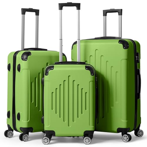 3-in-1 Trolley Case with 2 Corners & Diamond Stripes, for Business Trips, Travel(29.5"×18.9"×11"). (Matcha Green)2