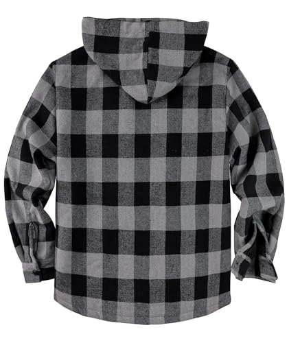 SCODI Mens Flannel Hooded Jacket Fleece Sherpa Lined Zip Up Plaid Hoodies - image 3
