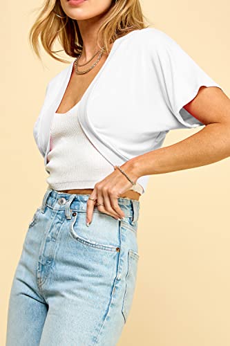 Image of Lock and Love Women's Versatile Open Front Lightweight Short Sleeve Bolero Shrug