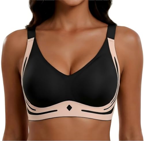 Bras for Women No Underwire Comfortable Lightweight Wireless Seamless Full Coverage Everyday Bras Black 3X