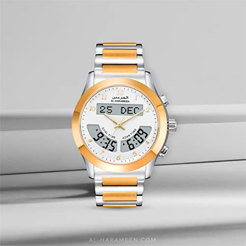AL-HARAMEEN Multi-Function Islamic Azan Mosque Muslim Prayer Wrist Watch for Men HA-6100SGW