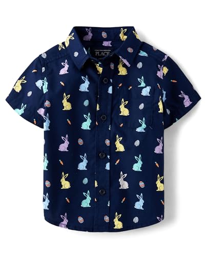 Image of The Children's Place Boys' and Toddler Poplin Short Sleeve Button Down Shirt