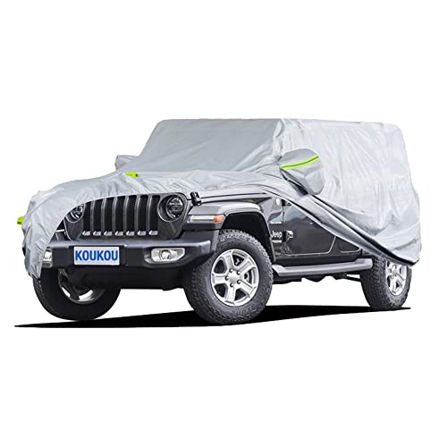 KouKou 6 Layers SUV Car Cover for Jeep Waterproof All Weather, Outdoor Sun UV Dust Rain Protection with Zipper Door, Universal Fit SUV Jeep (190 to 201 inches)