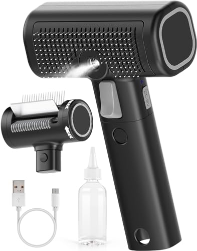 5-in-1 Cat Hair Brush & Gromming Rakes, Cat Steam Comb for Long or Short Haired Indoor Cats, Dog Hair Spritz Comb for Deshedding and Untangling, Pet Brush for Dog Kitten Rabbit Massage