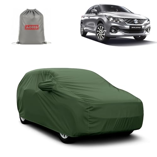 Image of AOSIS 'Waterproof' Car Cover Compatible with Maruti Suzuki Baleno 2015-2025 Year Model 300 GSM Uly Coated Thick Fabric 4X4, Adjustable Belt Buckle, Elastic Grip