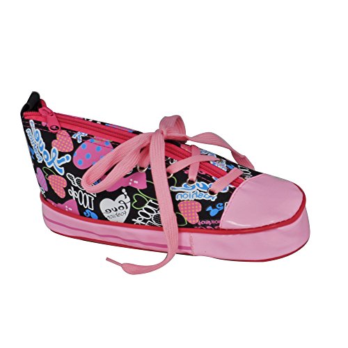 EZ Life Kids Pencil Pouch in Sneaker Shoe Shape – Kids Compass Box – Pencil Box for Kids School – World Cup – Football – Mix Colors – PP (Sneaker – Pink)