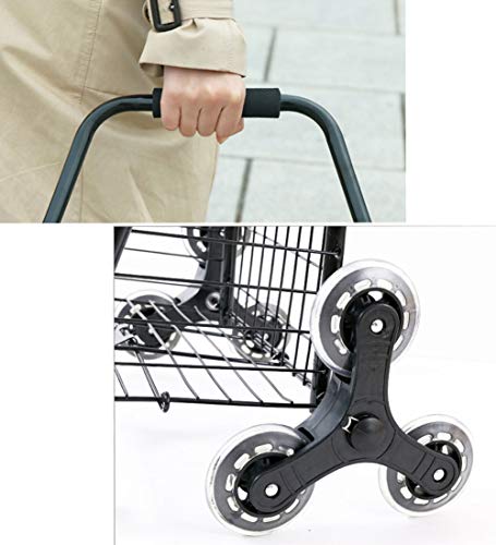 QIANGDA-Handwagen Einkaufstrolley Einkaufswagen Treppensteiger Die Gealterten Supermarkt-Einkaufswagen Korb Metallrahmen… – Bild 4
