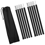 Peviasot Zeltstange, 4er Set Höhenverstellbare Schwarz Zeltstangen 85-200 cm, Zeltgestänge mit Federknopf, Aluminiumlegierung, Stabile Aufstellstange für Camping Zelt, Tarp & Sonnensegel