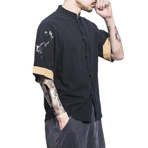 Cardigan à manches courtes style chinois Kungfu homme aux finitions soignées
