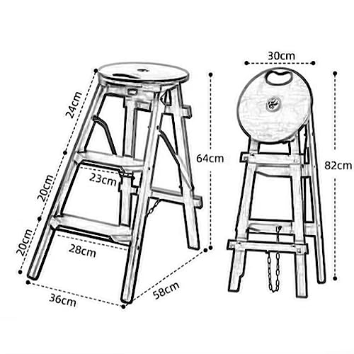Taburete de madera para cocina escalera plegable de tres peldaños resistente hasta 150 kg 8