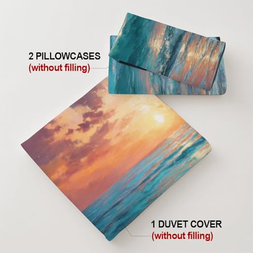 Drap housse microfibre 3D coucher de soleil océan 90x200x25cm - 8