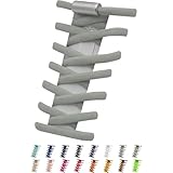 [Daction] ダクション 結ばない靴紐 伸びる 靴ひもゴム ほどけない シューレース 子供 スニーカー くつ 革靴 金具 留め具 黒 白 赤 青 緑 紫 黄色 水色 (グレー)