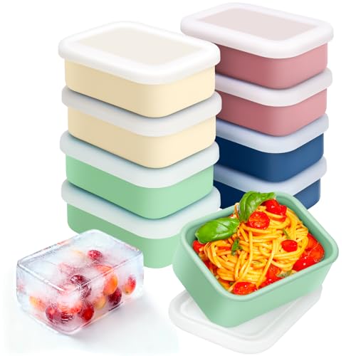 Image of 8 PCS 2 Cup Silicone Freezer Molds with Lid, Meal Prep Freezer Molds