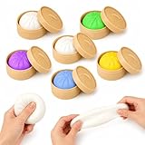 6 Stück Dumpling Squishy, mit Dampfgarer Box, Baozi Squishy Anti Stress Knetball, Mystery Überraschungsfarbe, Squeeze Toy Fidget Spielzeug Geschenk für Kinder Erwachsene