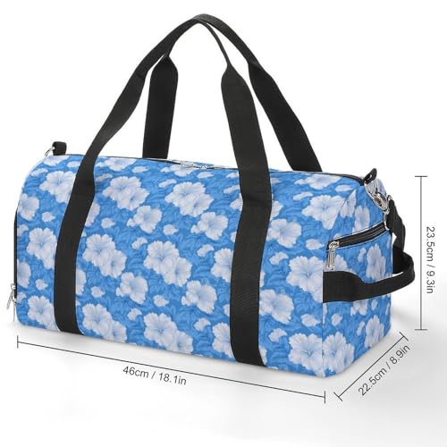Cute Hibiscus Flower Print Gym Bag Travel Duffle Bags Carry On Tote Weekender Bag Suitable for Men Women2