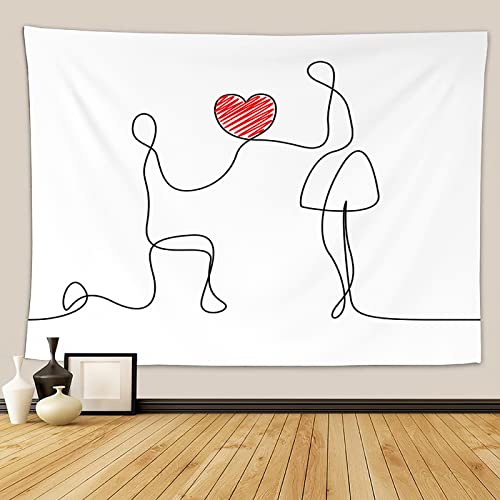 Tapiz de arte de línea para hombre quiere mujer, tapiz de personalidad, perfecto para sala de estar, dormitorio, decoración del hogar, tela de fondo o picnic, 100 x 75 cm Cover