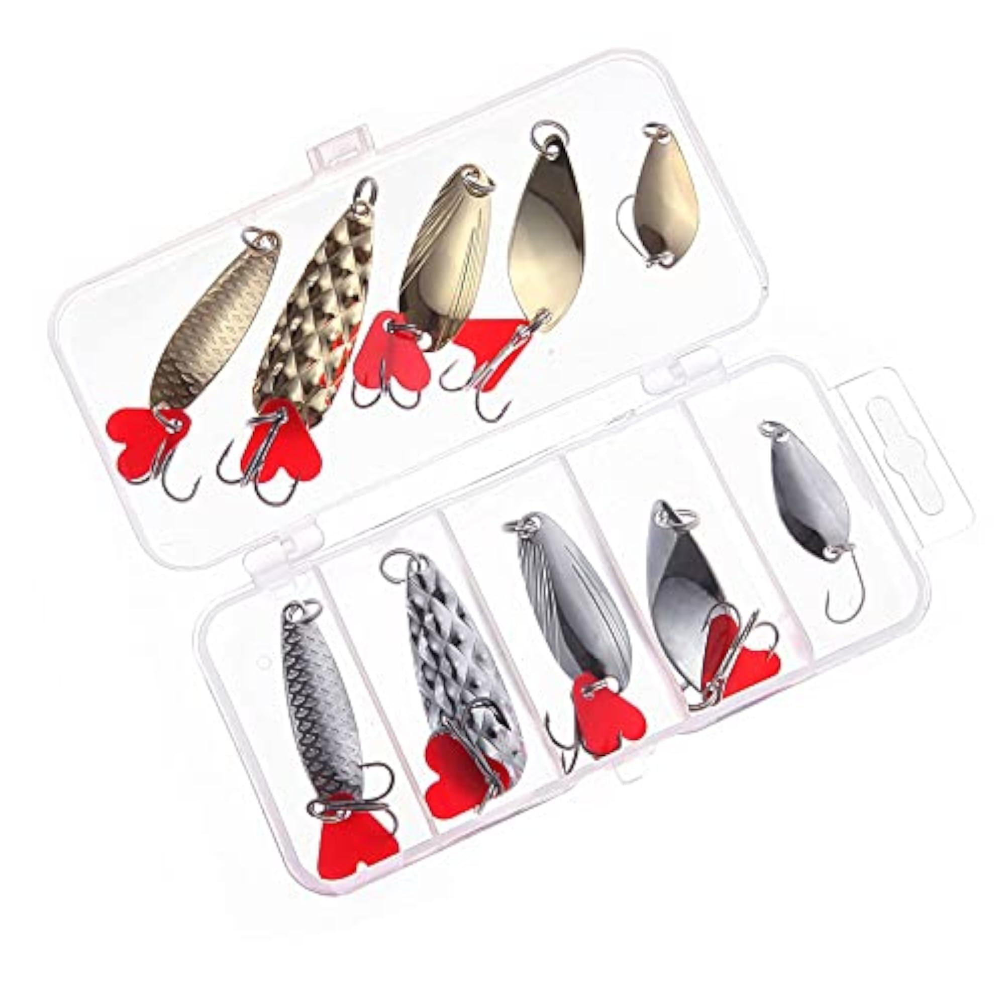 10PCS Fishing Lures Spoon Bait Metal Kit