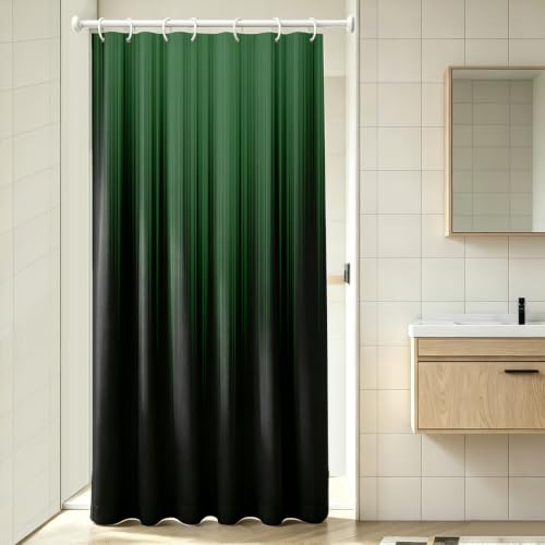 Image of AAtter Green Black Ombre Shower Curtain, Small Stall 36x72 Inch, 7 Hooks