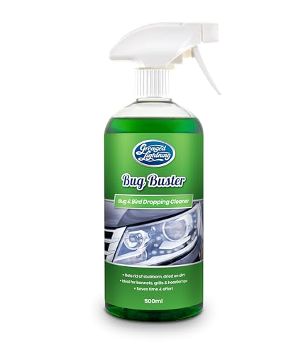 Greased Lightning Bug Buster - Bug and Tree Sap Remover - Removes Bird Droppings, Tar, Bugs, and Tree Sap - Easy to Use with Maximum Results - Safe for Windscreens, Mirrors, Bonnets, and More - 500ml