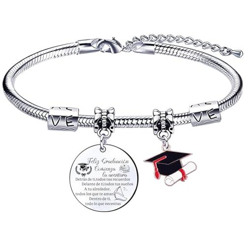 XQXQXZ Regalos de Graduación Pulsera Graduado Mujeres Pulseras Colgante Grabado Detrás de Ti, Todos Tus Recuerdos. Delante de Ti, Todos Tus Sueños. A Tu Alrededor (2)