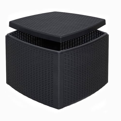Table basse d'extérieur Faenza anthracite Dmora avec rangement en rotin
