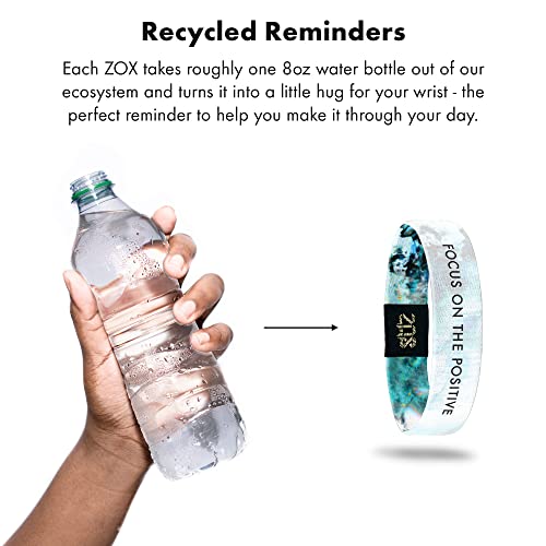 Zox Inspirational & Motivational Bracelet – Focus On The Positive – Uplifting Reversible Stretch Wristband With Positive Affirmations Made From Recycled Plastic – Encouragement Gifts For Men, Women & Kids - Medium #TOP2