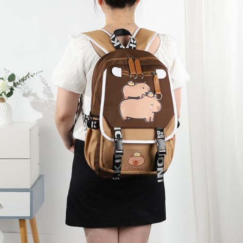Image of Lushandy Capybara Backpack, Cute Capibara Backpacks Kawaii Kapibara Stuff Large Cartoon Capybara Bag Ita Bag