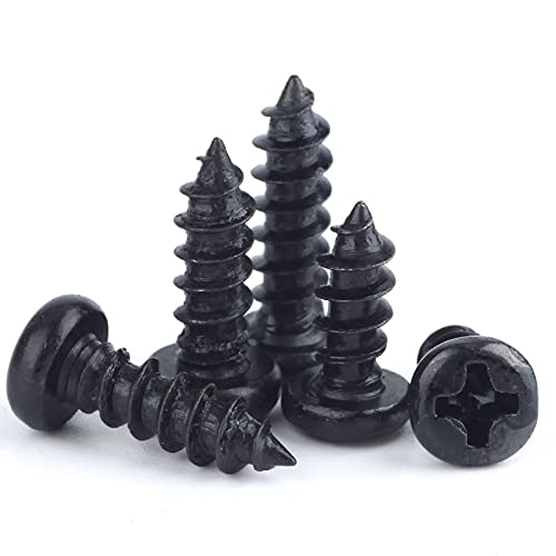 Black Round Head Cross Self Tapping Screw Round Head Self Tapping Pan Head Electronic Small Screw M1 1.2 1.4 1.7-M3 - (Size: M3x6, Color: 500pcs)